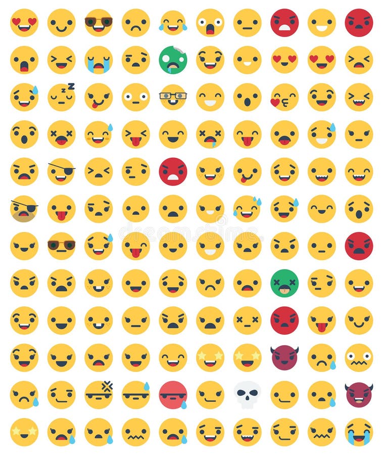El Emoticon y Emoji aislaron los iconos del vector embalan que pueden ser modificados o corregir f? cilmente en cualquier color stock de ilustración