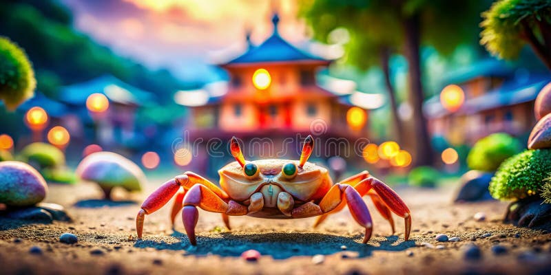 El encanto de la línea de cangrejo animado arte un mundo en miniatura con movimiento de inclinación exquisitamente detallado stock de ilustración