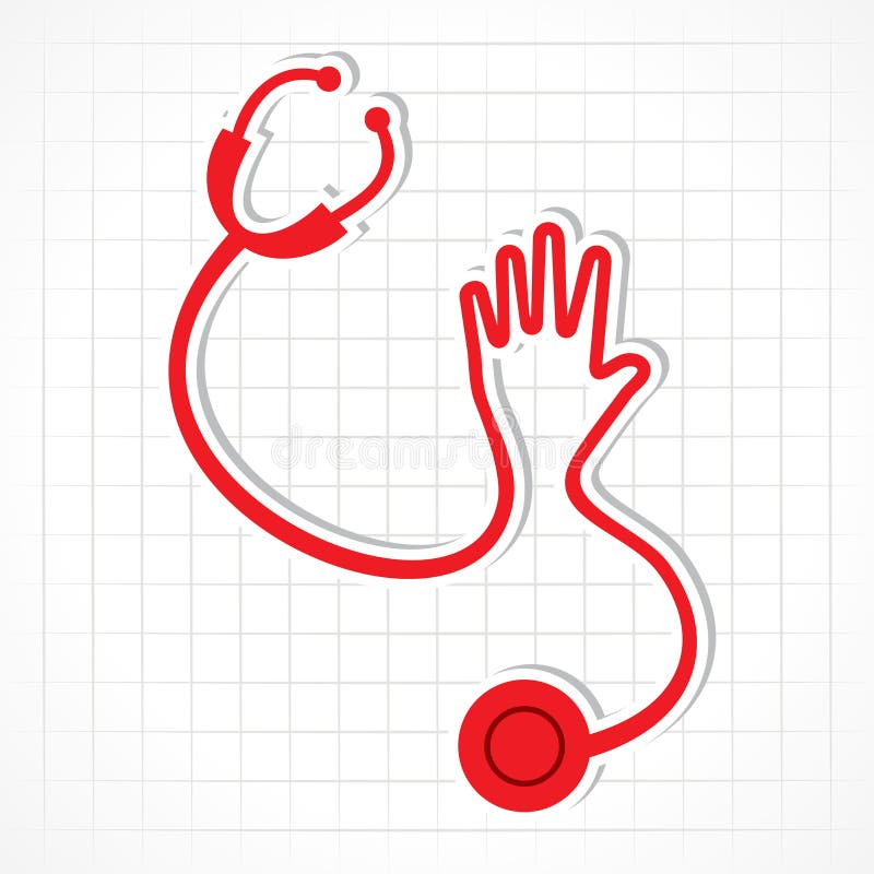 El estetoscopio hace la forma de la mano ilustración del vector El estetoscopio hace la forma de la mano ilustración del vector