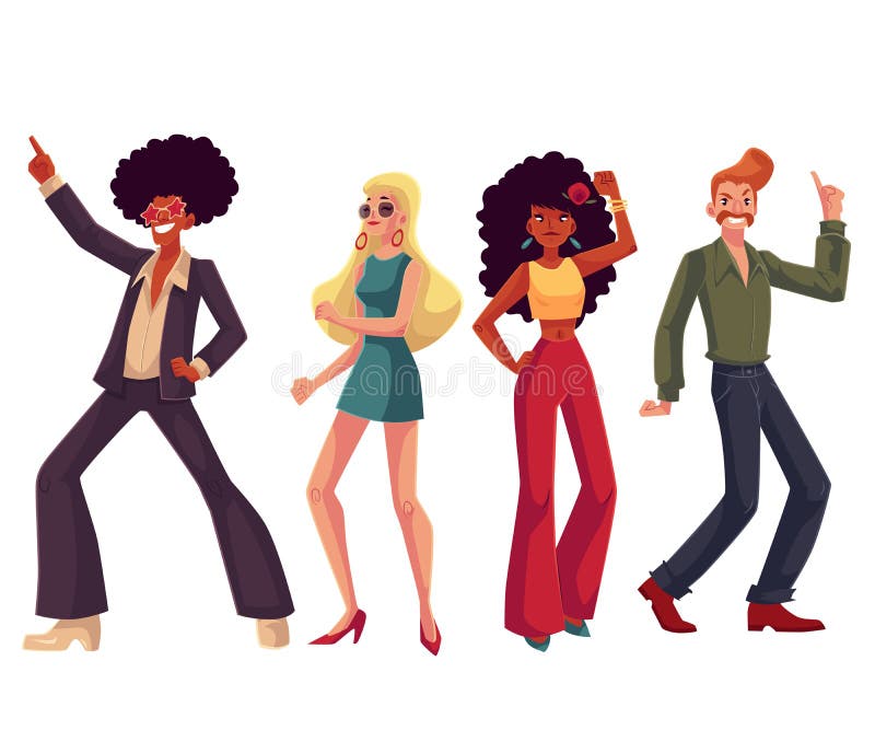 El estilo de la gente en 1970 s viste el disco del baile libre illustration El estilo de la gente en 1970 s viste el disco del baile libre illustration