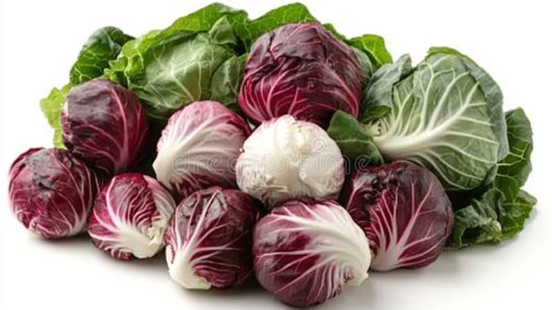 El estudio de radicchio y lechuga fresca se ingiere con alimentos sanos libre illustration