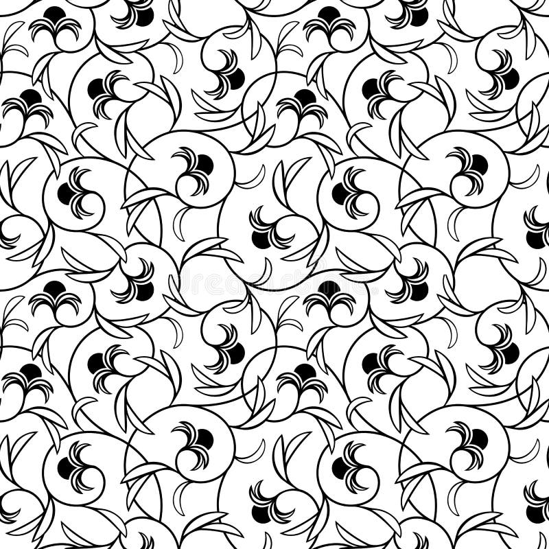 El extracto florece el fondo inconsútil negro stock de ilustración El extracto florece el fondo inconsútil negro stock de ilustración