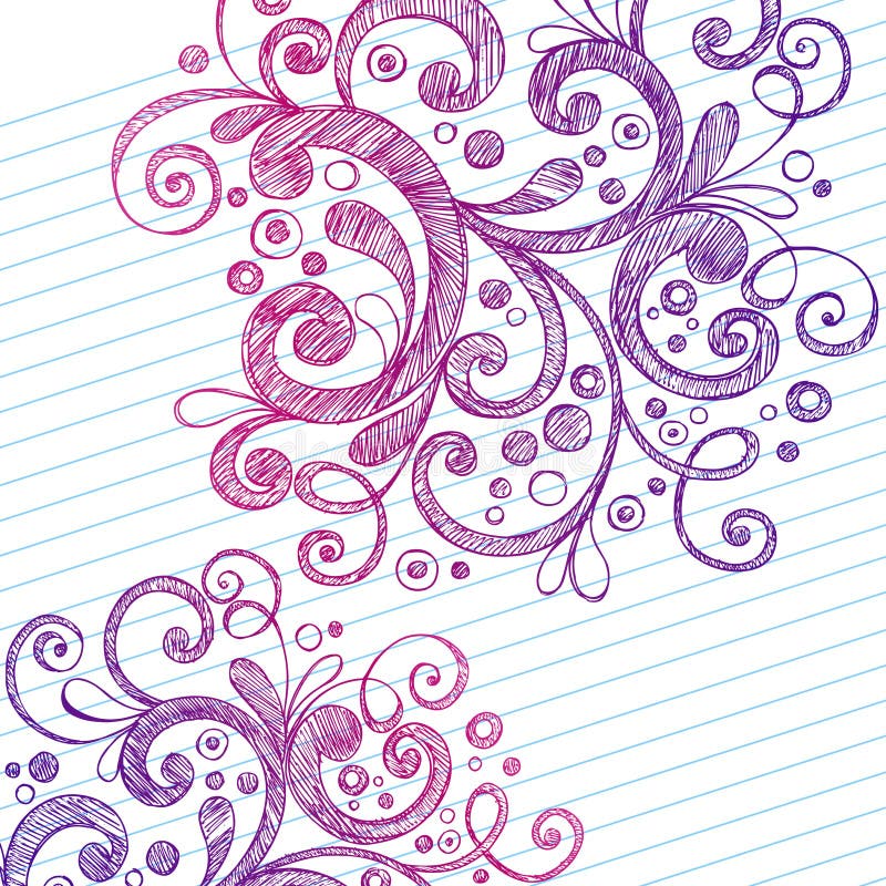 El extracto remolina los Doodles incompletos del cuaderno ilustración del vector El extracto remolina los Doodles incompletos del cuaderno ilustración del vector