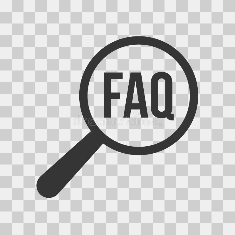 El FAQ pidió con frecuencia la lupa de la palabra de las preguntas libre illustration El FAQ pidió con frecuencia la lupa de la palabra de las preguntas libre illustration
