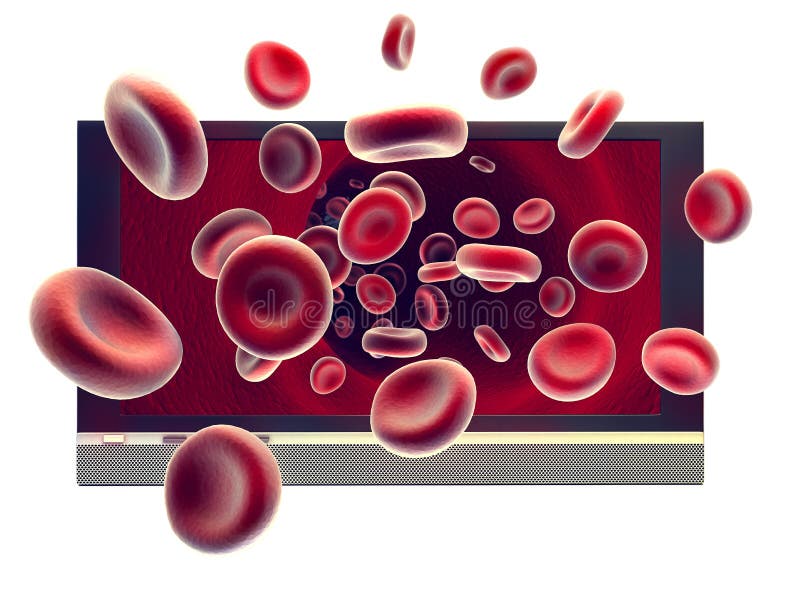 El flujo de sangre que rompe a través de la pantalla de la TV libre illustration El flujo de sangre que rompe a través de la pantalla de la TV libre illustration