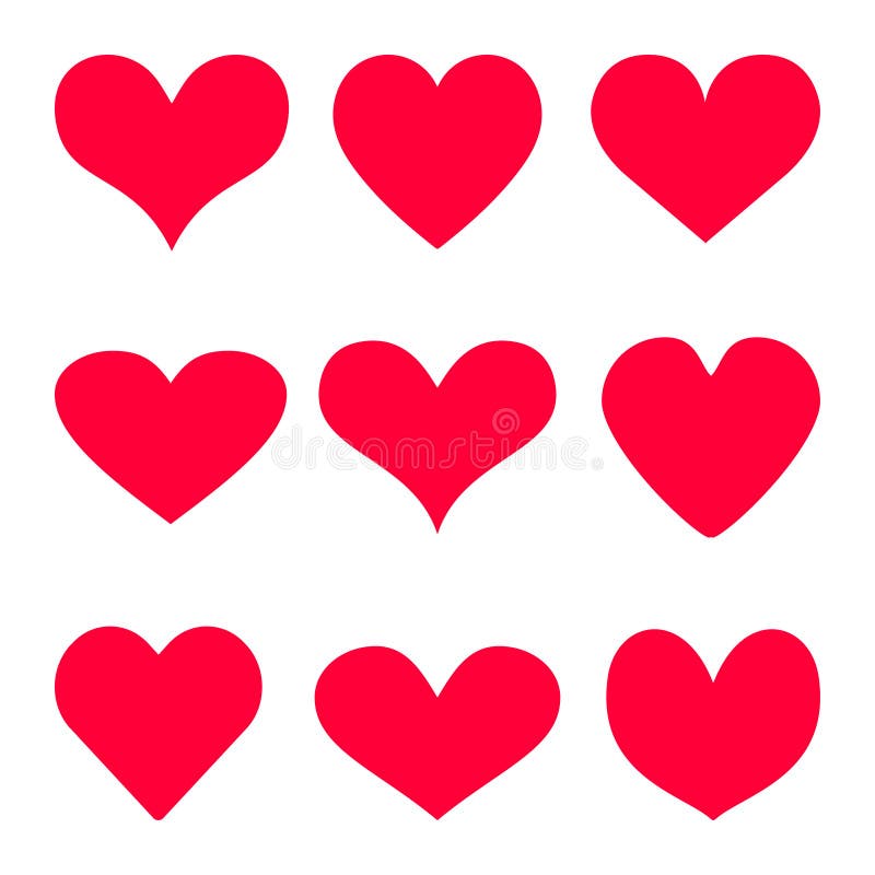 El fondo rojo del icono del vector del corazón fijó para el día del ` s de la tarjeta del día de San Valentín, ejemplo médico, sí