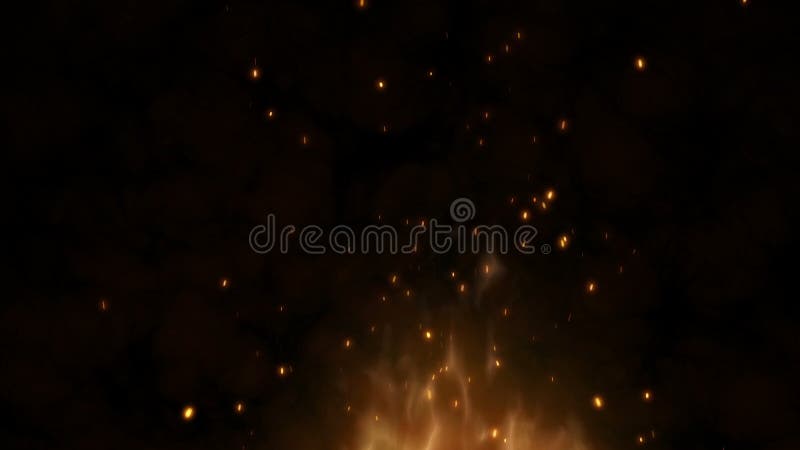 Realistic large fire with hot sparks rise in the night sky. Burning red flame on the black background, light and life. Fiery glowing flying away particles over black background. 4k 3D illustration. Realistic large fire with hot sparks rise in the night sky. Burning red flame on the black background, light and life. Fiery glowing flying away particles over black background. 4k 3D illustration