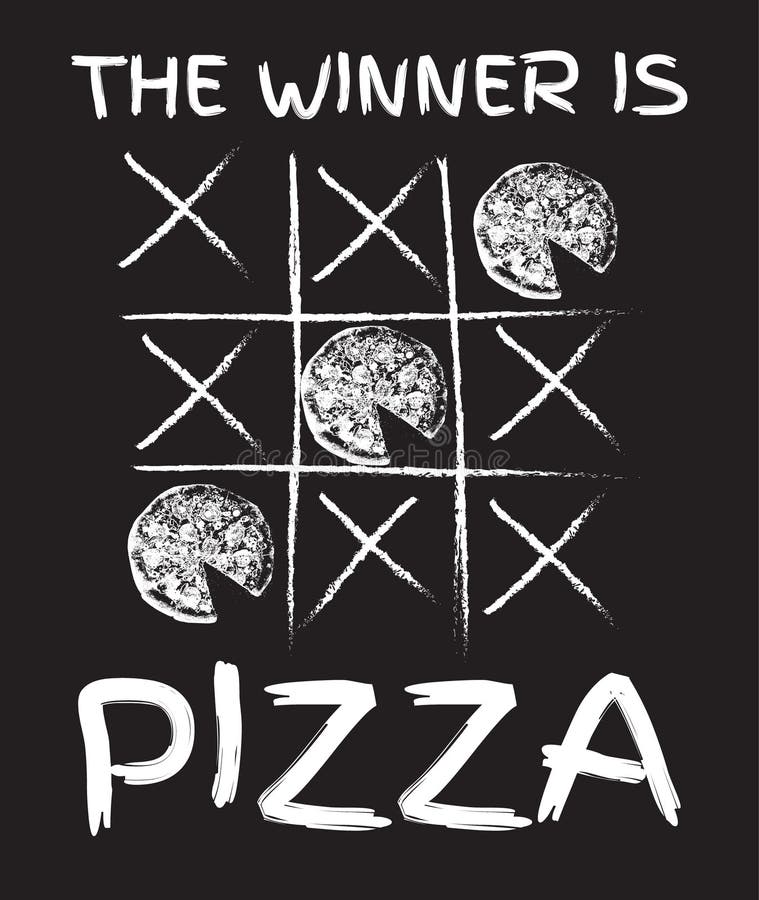 El ganador es pizza Vector el ejemplo dibujado mano de la pizza con la inscripción libre illustration El ganador es pizza Vector el ejemplo dibujado mano de la pizza con la inscripción libre illustration