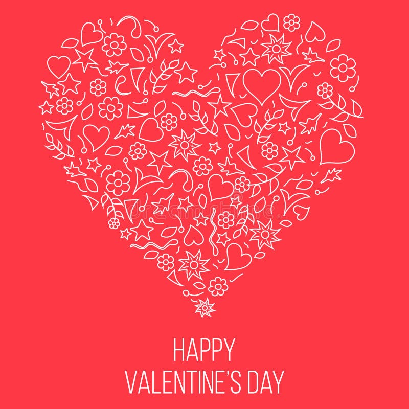 El garabato forma la tarjeta del día de tarjetas del día de San Valentín del corazón ilustración del vector El garabato forma la tarjeta del día de tarjetas del día de San Valentín del corazón ilustración del vector