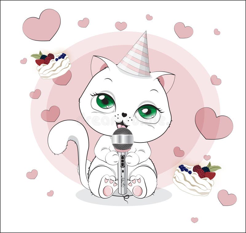 El gatito precioso canta stock de ilustración El gatito precioso canta stock de ilustración