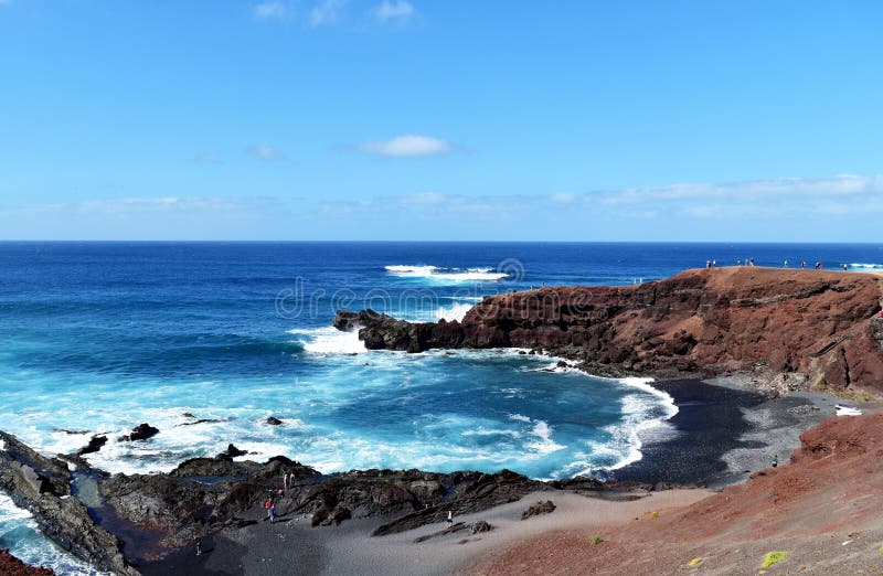 El golfo στο νησί lanzarote άποψη της ακτής ισπανίας στοκ εικόνα με δικαίωμα ελεύθερης χρήσης