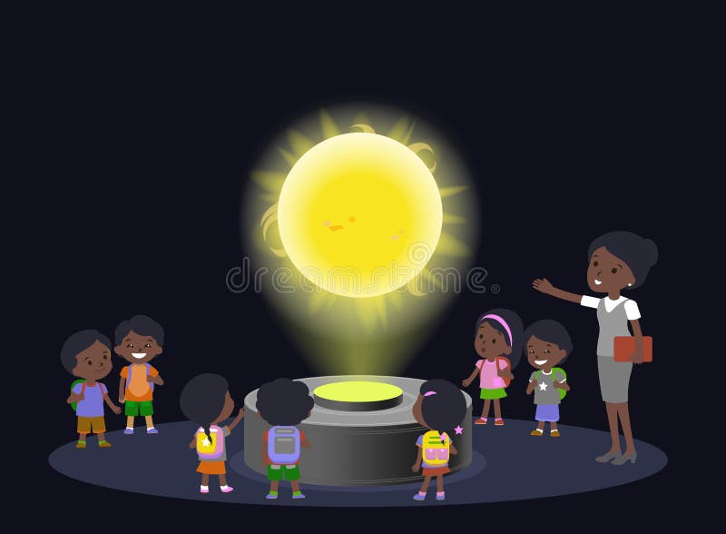 El grupo marrón africano del pelo negro de la piel de la escuela primaria de la educación de la innovación embroma el sol de la c stock de ilustración El grupo marrón africano del pelo negro de la piel de la escuela primaria de la educación de la innovación embroma el sol de la c stock de ilustración