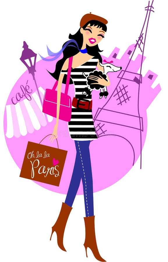 El hacer compras en París stock de ilustración El hacer compras en París stock de ilustración