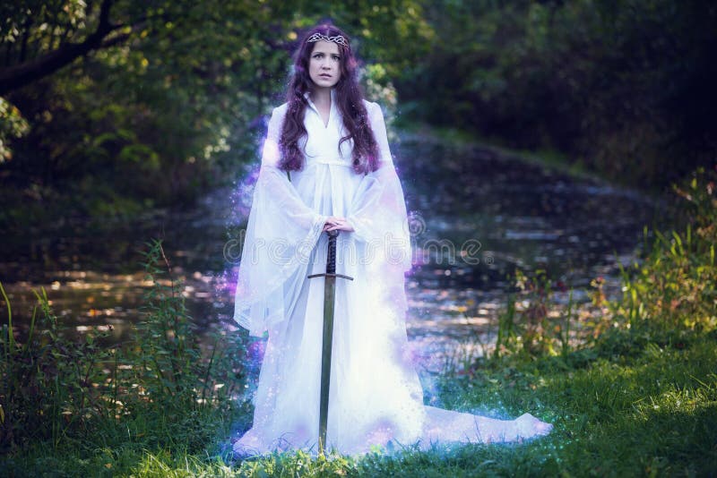 El hechicero con la espada imagen de archivo