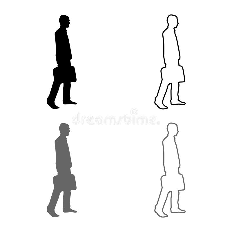 El hombre de negocios con el hombre del paso de la cartera adelante con un bolso del negocio en su icono del silhouesse de la man stock de ilustración El hombre de negocios con el hombre del paso de la cartera adelante con un bolso del negocio en su icono del silhouesse de la man stock de ilustración