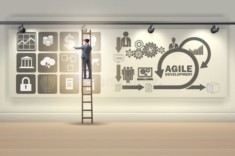 El empresario en el concepto de desarrollo ágil de software ilustración del vector