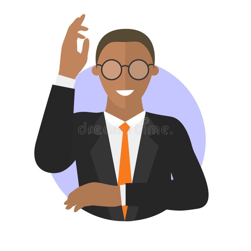 El hombre de negocios en vidrios tiene una idea Ejemplo aislado simplemente editable del vector libre illustration