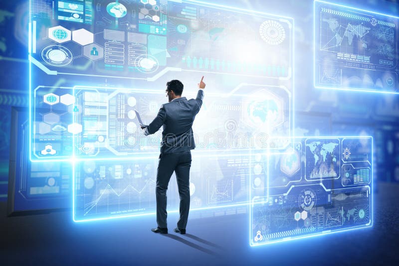 El hombre de negocios que busca para los datos grandes imagenes de archivo El hombre de negocios que busca para los datos grandes imagenes de archivo