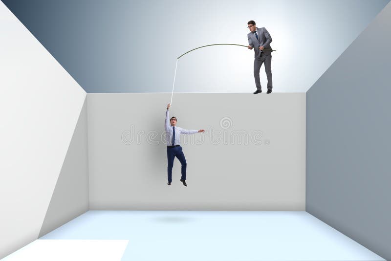 El hombre de negocios que pesca a su colega en concepto del negocio libre illustration El hombre de negocios que pesca a su colega en concepto del negocio libre illustration