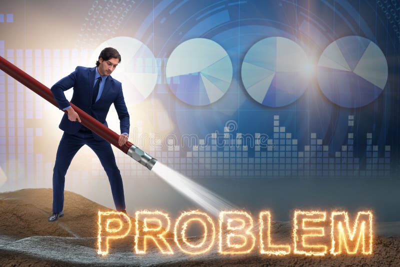 El hombre de negocios que se ocupa con éxito de problemas libre illustration El hombre de negocios que se ocupa con éxito de problemas libre illustration
