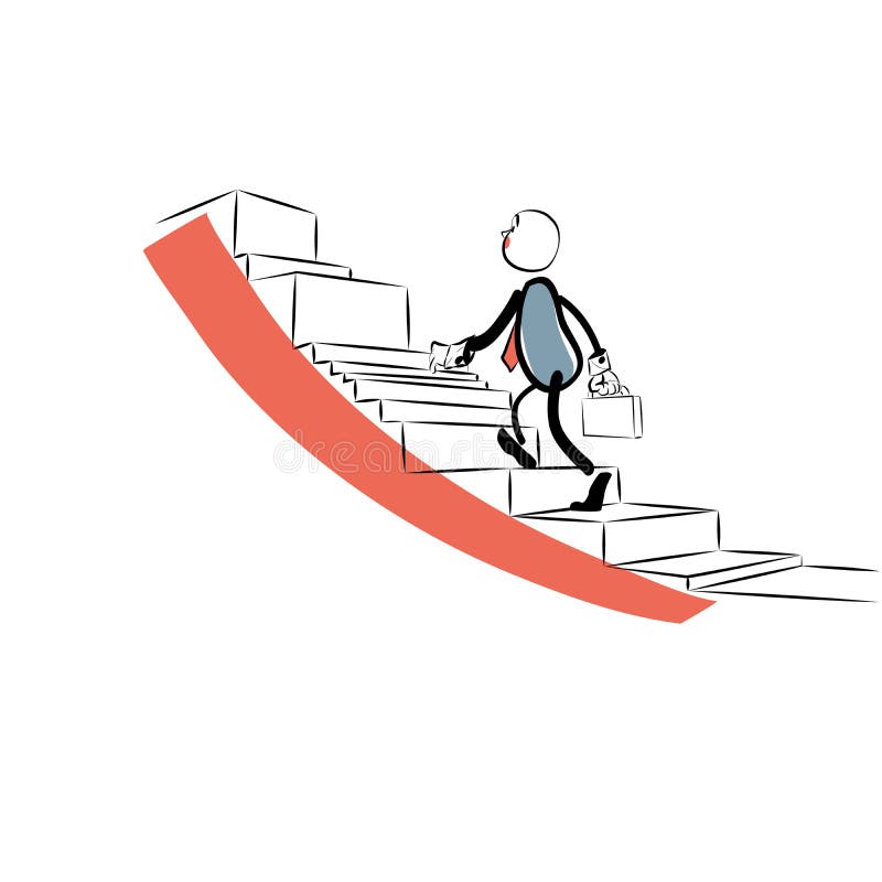 El hombre de negocios va encima de la escalera de la carrera ilustración del vector El hombre de negocios va encima de la escalera de la carrera ilustración del vector