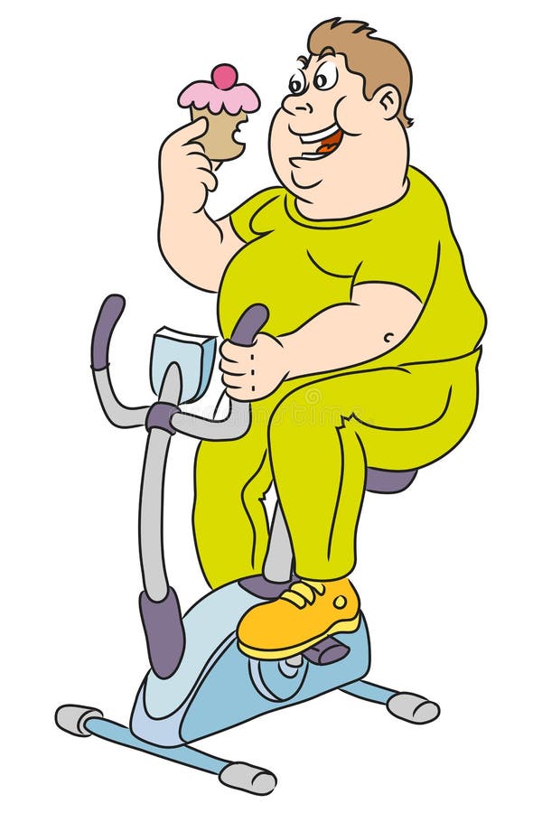 The fat man on the Exercise Bike. Vector illustration. The fat man on the Exercise Bike. Vector illustration.