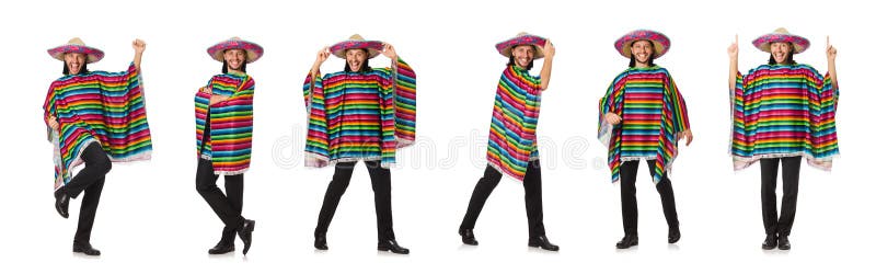 El hombre hermoso en el poncho vivo aislado en blanco fotos de archivo libres de regalías El hombre hermoso en el poncho vivo aislado en blanco fotos de archivo libres de regalías