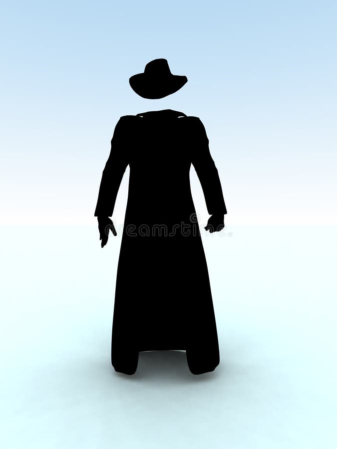 Hombre Que Camina En Trenchcoat 3-D-Illustration Stock de