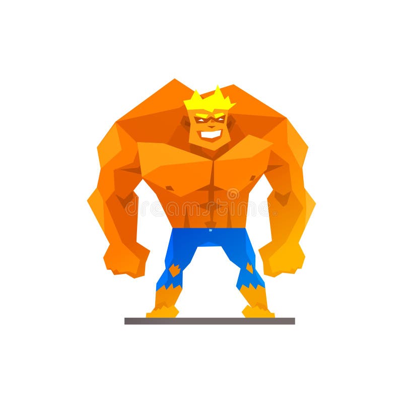 Muscular man shows his strength vector illustration. Muscular man shows his strength vector illustration