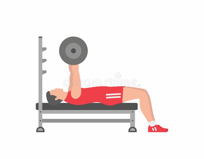 El hombre que bombea para arriba muscles en la prensa de banco ilustración del vector El hombre que bombea para arriba muscles en la prensa de banco ilustración del vector