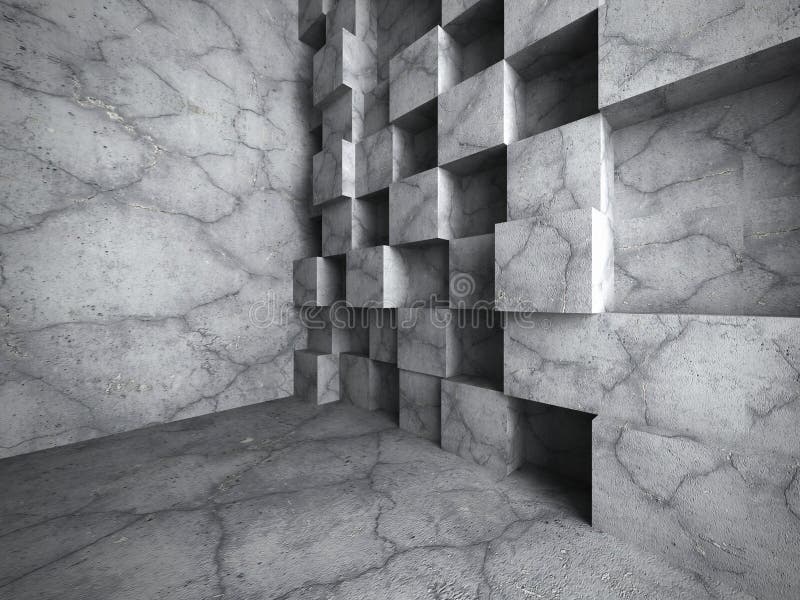 El hormigón cubica la construcción caótica de la pared Interi vacío del sitio oscuro ilustración del vector El hormigón cubica la construcción caótica de la pared Interi vacío del sitio oscuro ilustración del vector