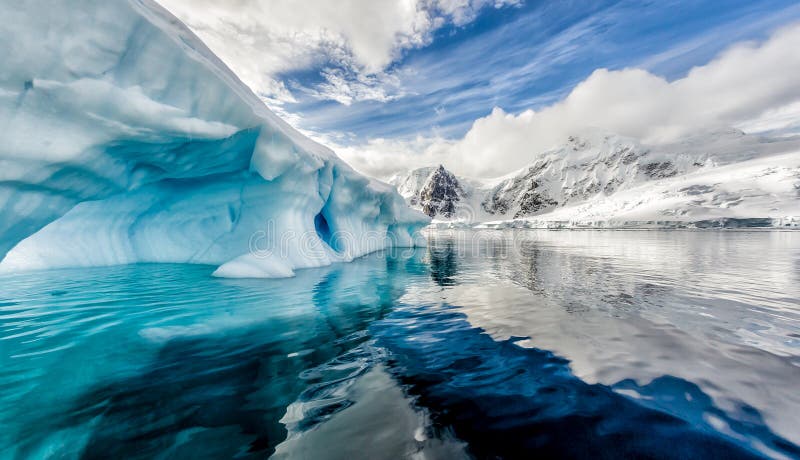 El iceberg flota en la bahía de Andord en Graham Land, la Antártida