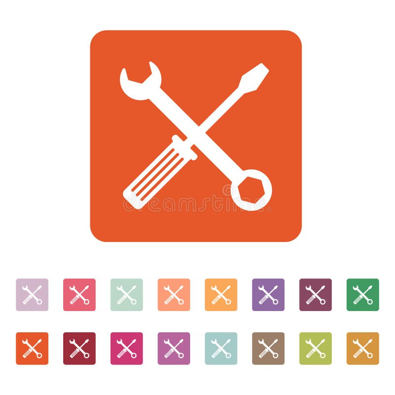 El icono de la llave y del destornillador Símbolo de los ajustes stock de ilustración El icono de la llave y del destornillador Símbolo de los ajustes stock de ilustración
