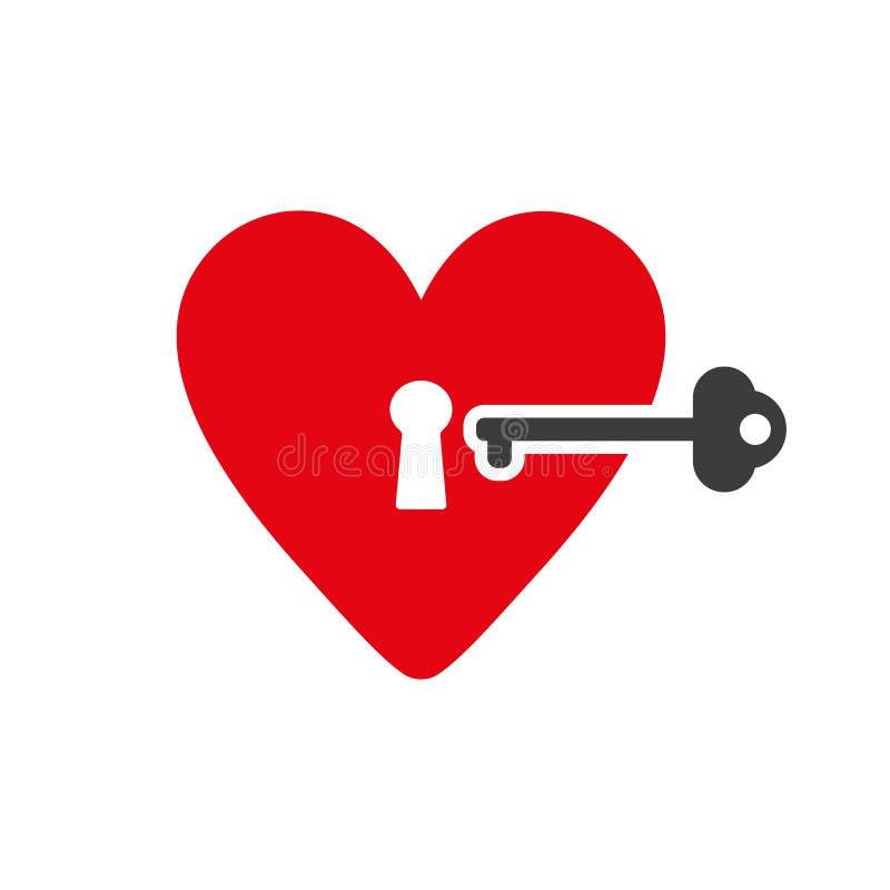 El icono del corazón y de la llave Símbolo del corazón y de la llave stock de ilustración El icono del corazón y de la llave Símbolo del corazón y de la llave stock de ilustración