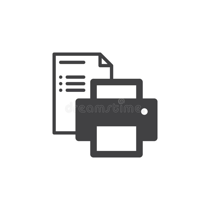 El icono del impresora y de papel de documento vector, muestra plana llenada, pictograma sólido aislado en blanco libre illustration El icono del impresora y de papel de documento vector, muestra plana llenada, pictograma sólido aislado en blanco libre illustration