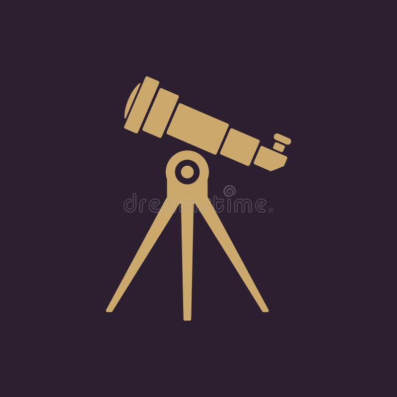 El icono del telescopio Símbolo del catalejo plano ilustración del vector El icono del telescopio Símbolo del catalejo plano ilustración del vector