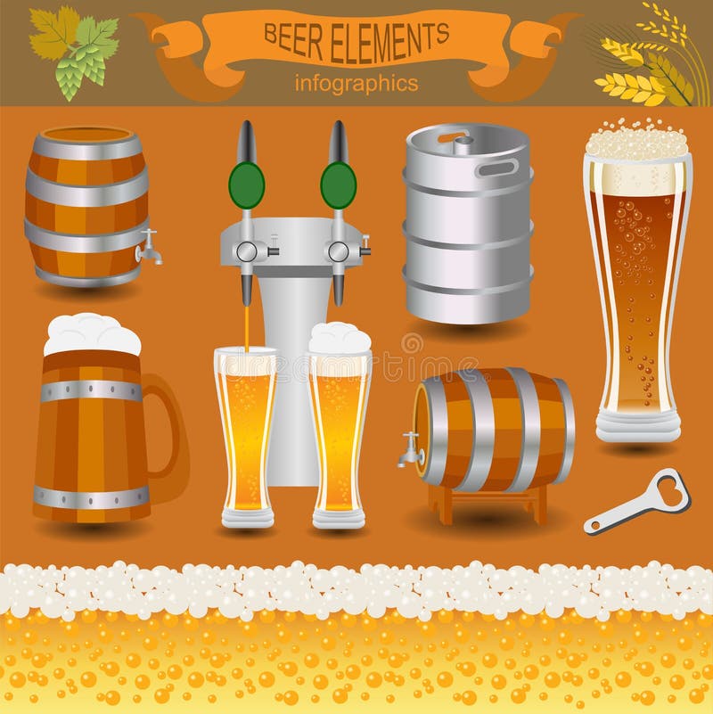 Beer infographics, set elements, for creating your own infographics. Vector illustration. Beer infographics, set elements, for creating your own infographics. Vector illustration