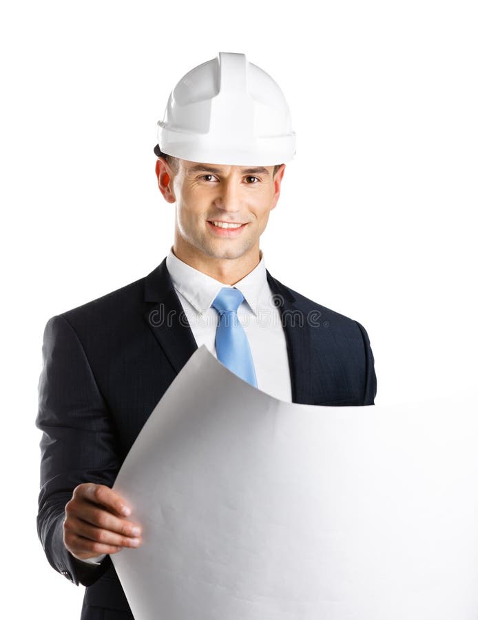 El Ingeniero En Casco Da El Modelo Y Los Pulgares Para Arriba Imagen de