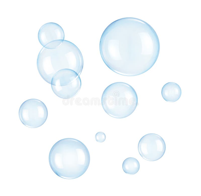El jabón burbuja en un fondo blanco