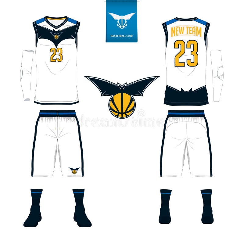 El jersey del baloncesto, pantalones cortos, pega la plantilla para el club del baloncesto Uniforme delantero y trasero del depor ilustración del vector El jersey del baloncesto, pantalones cortos, pega la plantilla para el club del baloncesto Uniforme delantero y trasero del depor ilustración del vector