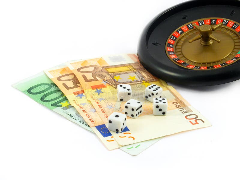 El juego cubica el casino euro del dinero fotografía de archivo El juego cubica el casino euro del dinero fotografía de archivo