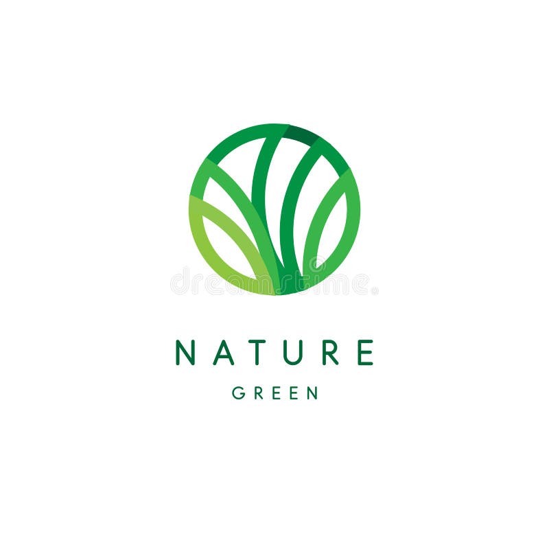 El logotipo de la naturaleza, hojas tropicales verdes icono, línea estilizó, emblema redondo, diseño moderno, plantilla del logot stock de ilustración El logotipo de la naturaleza, hojas tropicales verdes icono, línea estilizó, emblema redondo, diseño moderno, plantilla del logot stock de ilustración
