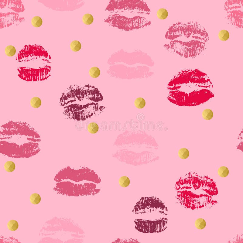 El lápiz labial besa el modelo inconsútil Impresiones rosadas de los labios ilustración del vector El lápiz labial besa el modelo inconsútil Impresiones rosadas de los labios ilustración del vector