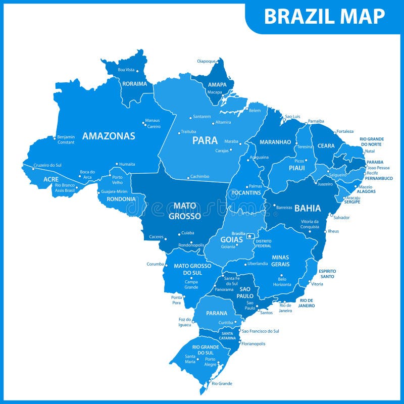 El Mapa Detallado Del Brasil Con Las Regiones O Estados Y Ciudades
