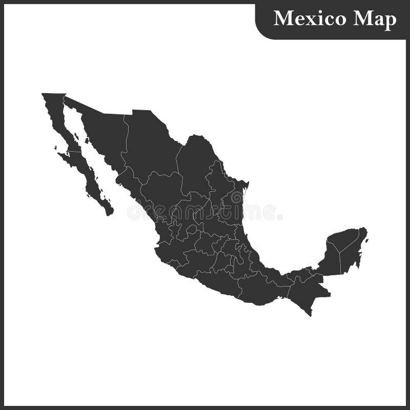 El mapa detallado del México con regiones ilustración del vector El mapa detallado del México con regiones ilustración del vector