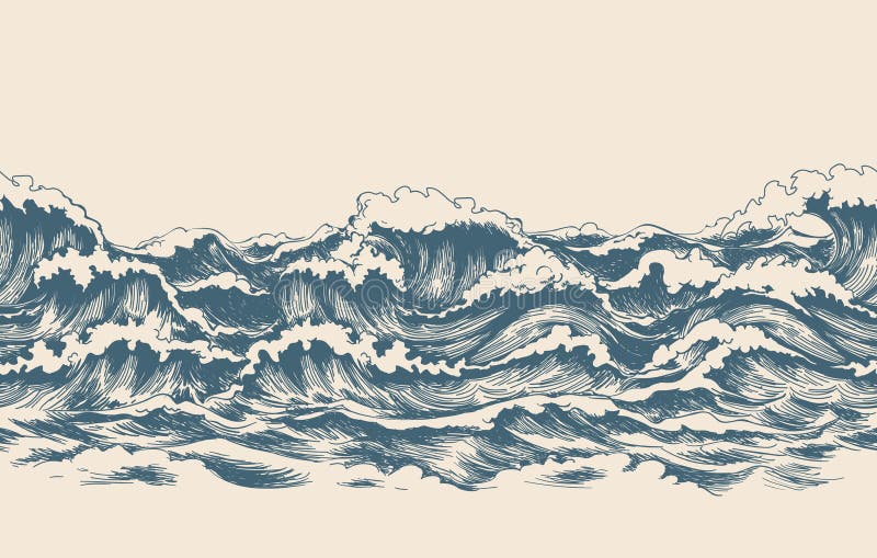 El mar agita el modelo del bosquejo