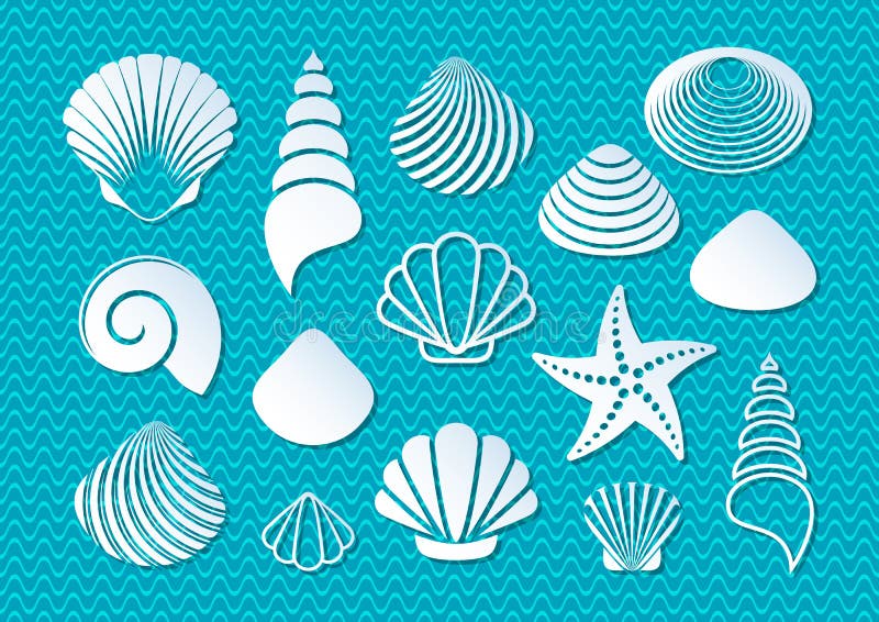 El mar blanco descasca iconos ilustración del vector El mar blanco descasca iconos ilustración del vector