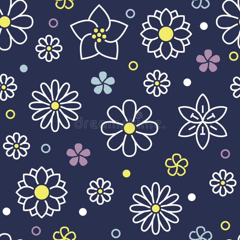 El modelo inconsútil floral con la línea plana iconos de primavera florece Florezca el jardín hermoso del fondo - margarita, manz libre illustration El modelo inconsútil floral con la línea plana iconos de primavera florece Florezca el jardín hermoso del fondo - margarita, manz libre illustration