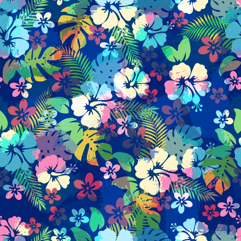 El modelo inconsútil floral tropical hawaiano con el hibisco florece ilustración del vector El modelo inconsútil floral tropical hawaiano con el hibisco florece ilustración del vector