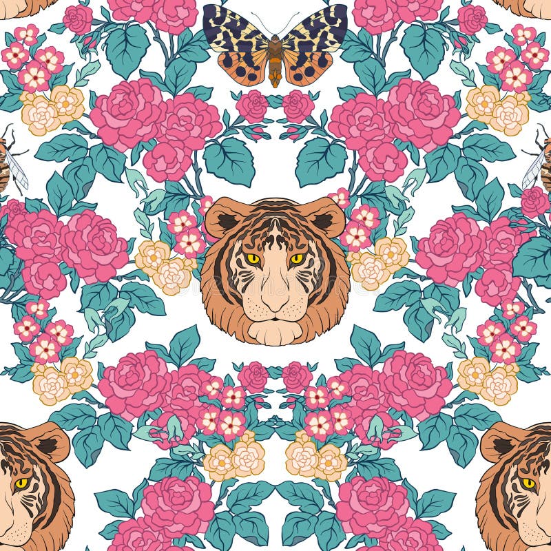 El modelo inconsútil, fondo con estilo del vintage florece y tige ilustración del vector El modelo inconsútil, fondo con estilo del vintage florece y tige ilustración del vector